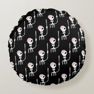 Halloween-Skelett mit Schwert Rundes Kissen