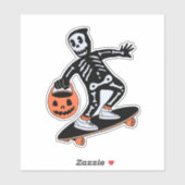Halloween-Skelett mit Skateboard Aufkleber (Blatt)