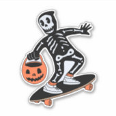 Halloween-Skelett mit Skateboard Aufkleber (Vorderseite)