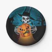 Halloween-Skelett Pappteller (Vorderseite)