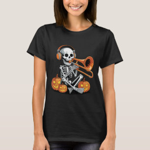 Halloween Skelett Posaune Posaunist  T-Shirt