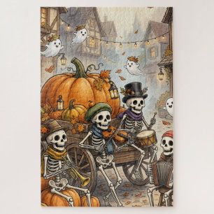 Halloween-Skelett-Puzzle   Süßer spookiger Kürbis Puzzle