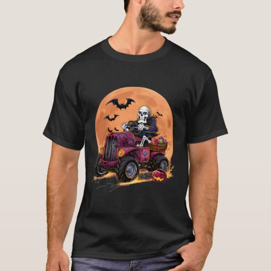 Halloween Skelett Reitmonster Truck Kleinkind Bo T-Shirt (Vorderseite)