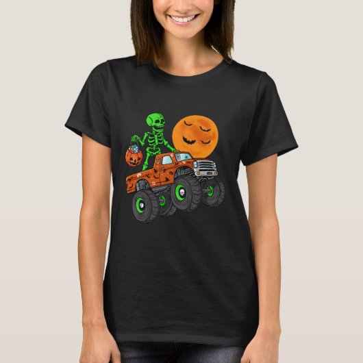 Halloween Skelett Reitmonster Truck Kleinkind Bo T-Shirt (Vorderseite)