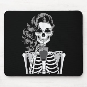 Halloween-Skelett Retro-Stil Getränk Trink Quir Mousepad