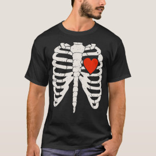 Halloween-Skelett-Rippen-Fall rotes Herz Anatomie T-Shirt