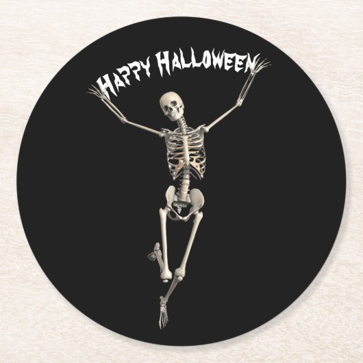 Halloween-Skelett Runder Pappuntersetzer (Vorderseite)
