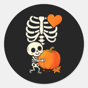 Halloween-Skelett-Schwangerschaftsankündigung Soky Runder Aufkleber