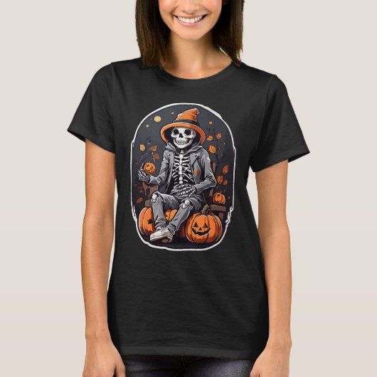 Halloween Skelett Shirt für Frauen (Vorderseite)