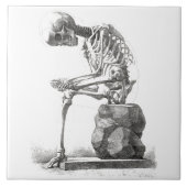 Halloween Skelett Sitting Anatomie Fliese (Vorderseite)