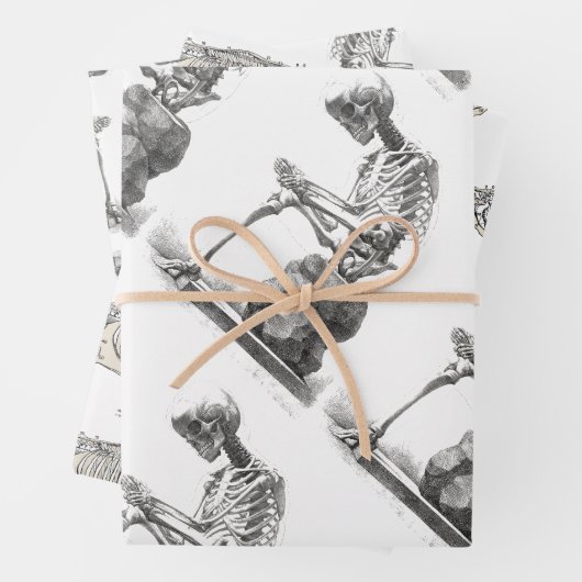 Halloween Skelett Sitting Anatomie Geschenkpapier Set (Beispiel)