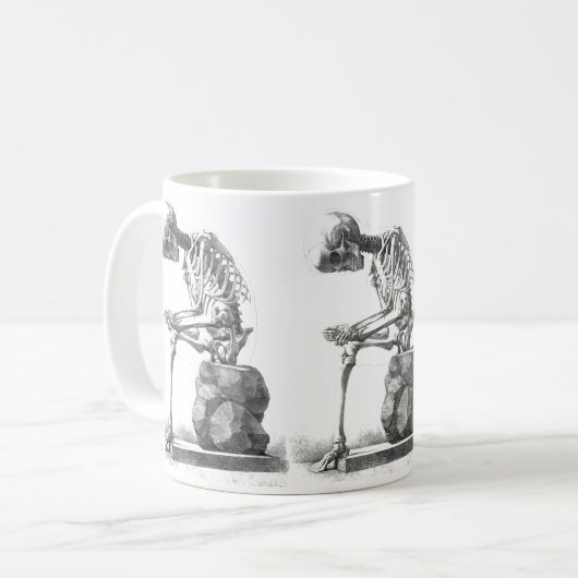 Halloween Skelett Sitting Anatomie Kaffeetasse (Vorderseite Links)