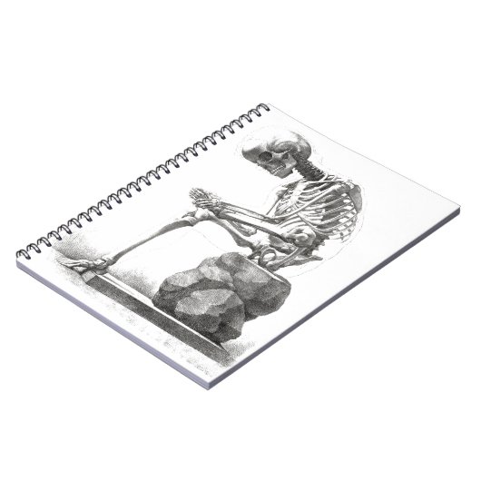 Halloween Skelett Sitting Anatomie Notizblock (Linke Seite)