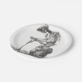 Halloween Skelett Sitting Anatomie Pappteller (Schrägansicht)