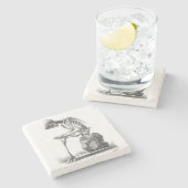 Halloween Skelett Sitting Anatomie Steinuntersetzer (Seitenansicht)