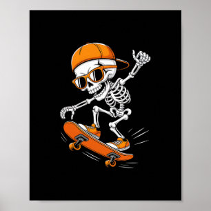 Halloween-Skelett-Skateboard Lustiges Skateboardin Poster