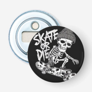 Halloween Skelett Skateboarder Art: Stilvoll Flaschenöffner