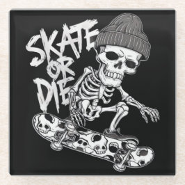 Halloween Skelett Skateboarder Art: Stilvoll Glasuntersetzer
