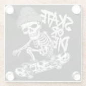 Halloween Skelett Skateboarder Art: Stilvoll Glasuntersetzer (Rückseite)