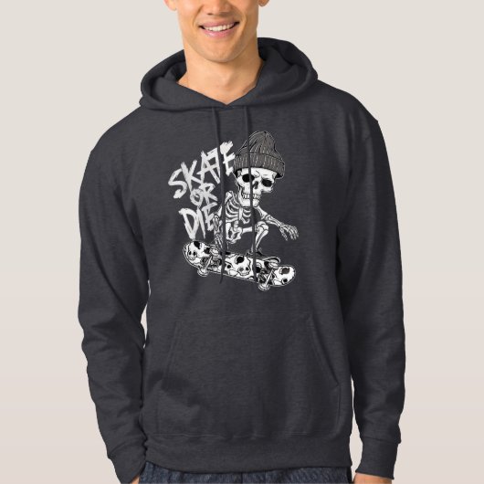 Halloween Skelett Skateboarder Art: Stilvoll Hoodie (Vorderseite)