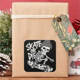 Halloween Skelett Skateboarder Art: Stilvoll Quadratischer Aufkleber
