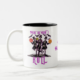 Halloween Skelett So Roll ich Gamer Dice Zweifarbige Tasse