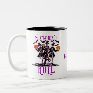 Halloween Skelett So Roll ich Gamer Dice Zweifarbige Tasse