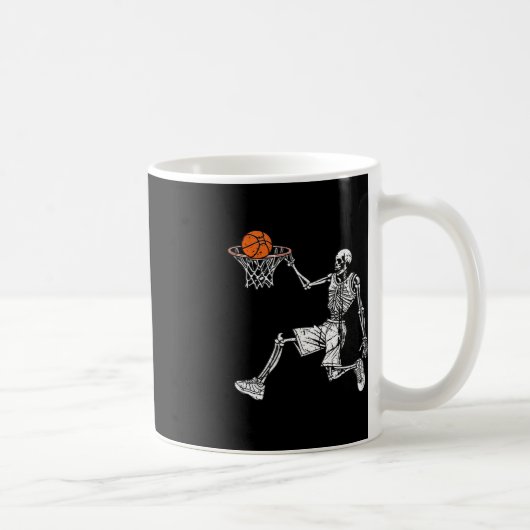 Halloween Skelett Spaß Basketballspieler Slam Kaffeetasse (Rechts)