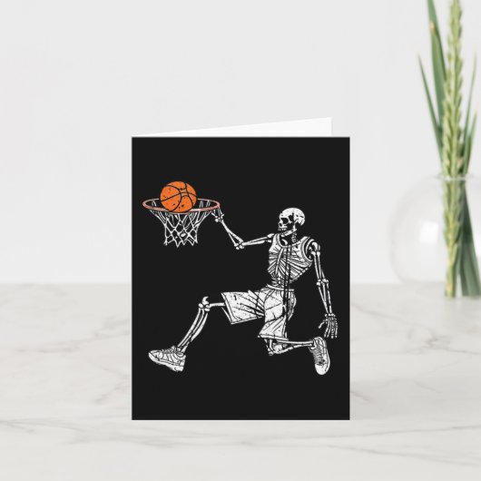 Halloween Skelett Spaß Basketballspieler Slam Karte (Vorderseite)