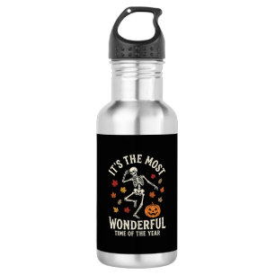 Halloween-Skelett-Tanz-Kürbis-Herbst Edelstahlflasche