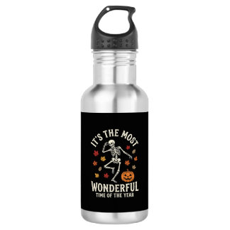 Halloween-Skelett-Tanz-Kürbis-Herbst Edelstahlflasche