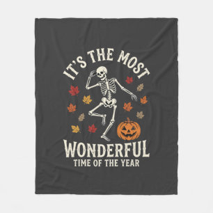 Halloween-Skelett-Tanz-Kürbis-Herbst Fleecedecke