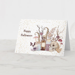 Halloween-Skelett-Tinkturen Pilze Floral Karte