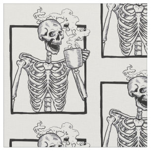 halloween skelett trinkt Kaffee lustig Stoff