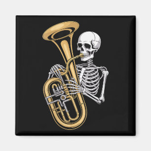 Halloween-Skelett-Tuba-Tubist-V-Ausschnitt Damen  Magnet