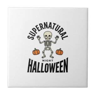 Halloween-Skelett Übernatürlich Lustig Vintage_1 Fliese