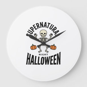 Halloween-Skelett Übernatürlich Lustig Vintage_1 Große Wanduhr