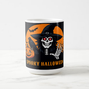 Halloween-Skelett und Kürbislaterne Szene 🎃 Kaffeetasse
