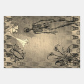 Halloween Skelett und White Calla Lilies Ephemera Geschenkpapier Set (Vorderseite 2)