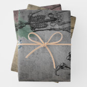 Halloween Skelett und White Calla Lilies Ephemera Geschenkpapier Set (Beispiel)