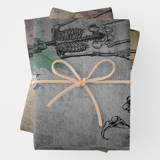 Halloween Skelett und White Calla Lilies Ephemera Geschenkpapier Set (Beispiel)