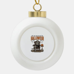 Halloween-Skelett wartet einfach Funny Vintage_1 Keramik Kugel-Ornament