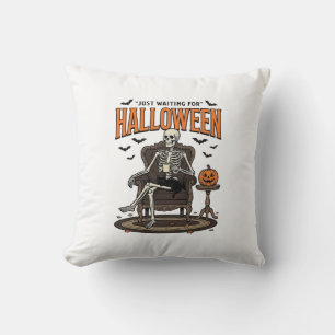 Halloween-Skelett wartet einfach Funny Vintage_1 Kissen