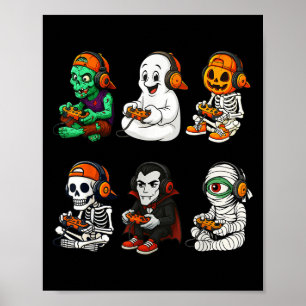 Halloween-Skelett, Zombie-Gamer Videospiel Poster