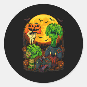 Halloween-Skelett-Zombie-Mumie-Gaming-Controller  Runder Aufkleber