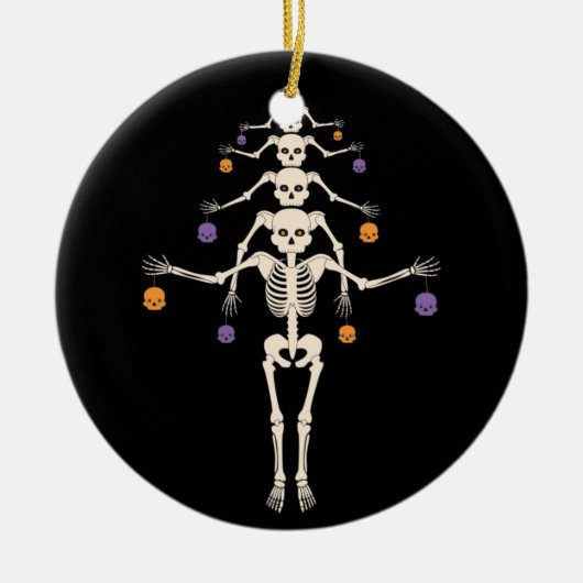 Halloween-Skelettbaum Keramik Ornament (Vorne)