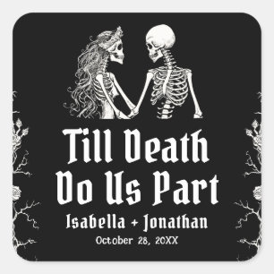 Halloween-Skelette Bis Dass Der Tod Uns Scheidet H Quadratischer Aufkleber
