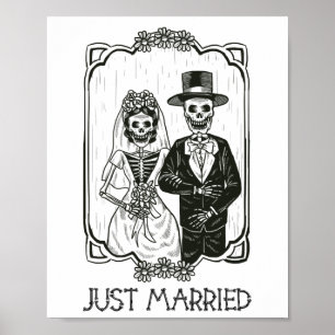 Halloween Skelette Braut und Groom nur verheiratet Poster