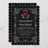 Halloween Skelette & Herzeinladung Einladung (Vorne/Hinten)