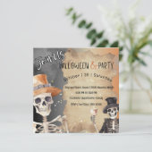 Halloween-Skelette in Hennen aus heiterem Himmel Einladung (Stehend Vorderseite)